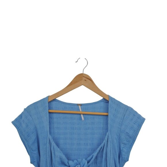 Free People Blue Maxi Dress w/ Front Cutout & Tie (Size SP) - Picture 3 of 6